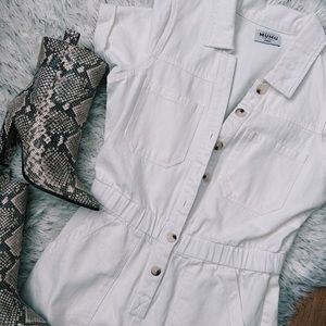 White Denim Show Me Your MUMU Romper